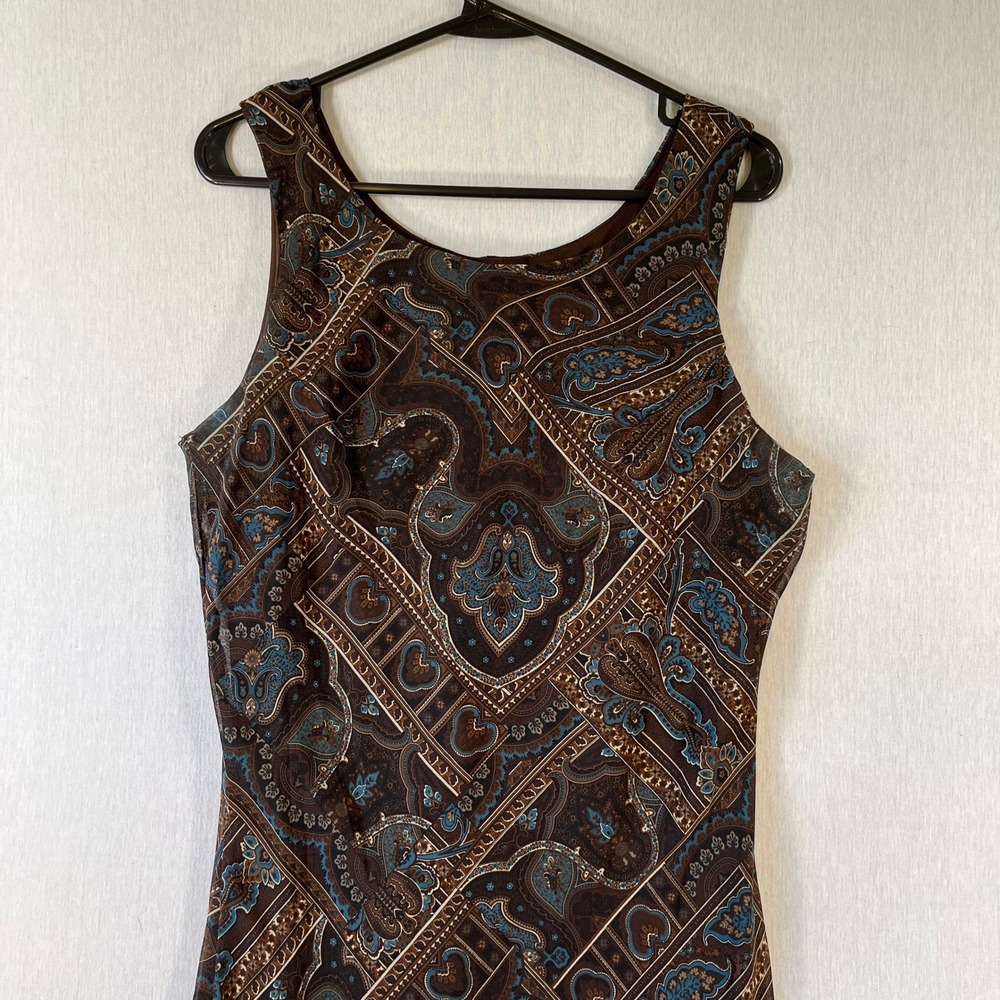 Studio Ease Sleeveless Dress 10 Ease Brown Paisley Mesh WCZE99A1